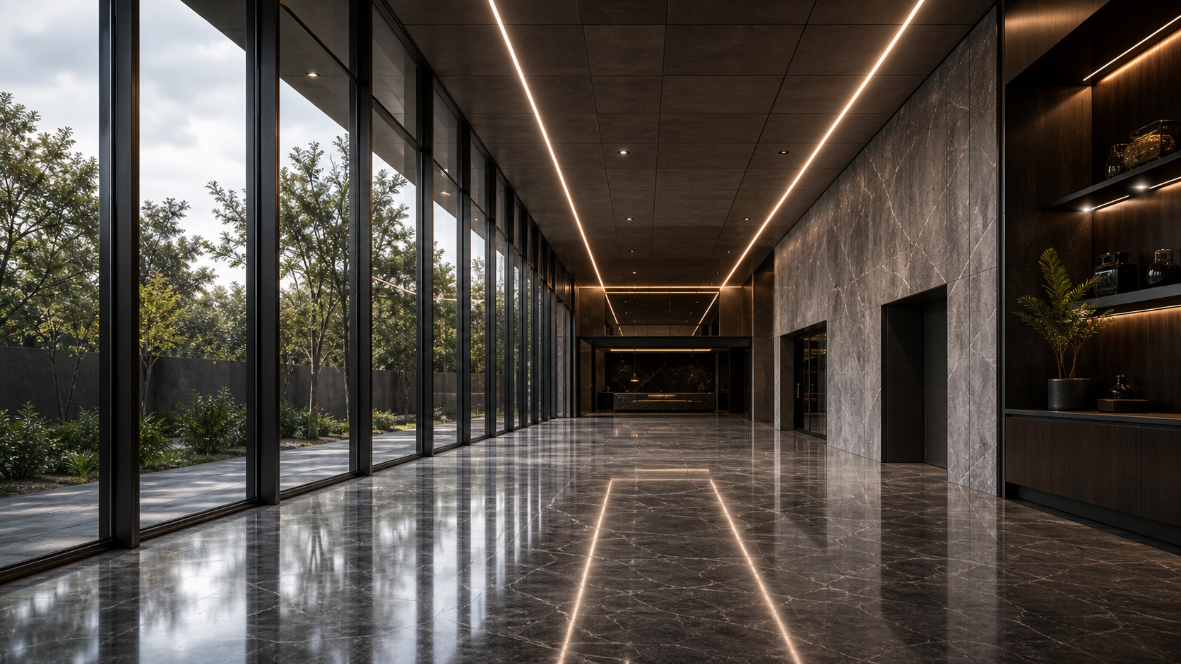 Professionally photographed architectural windows and polished floor